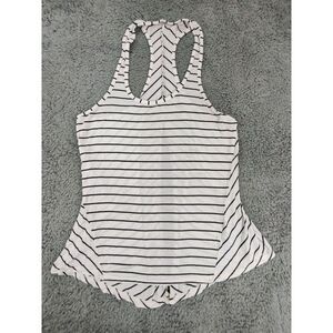 Beyond Yoga Striped Muscle Tank Top Women's M White‎ Sleeveless Open Back